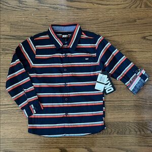 DKNY Navy and Red Striped Shirt